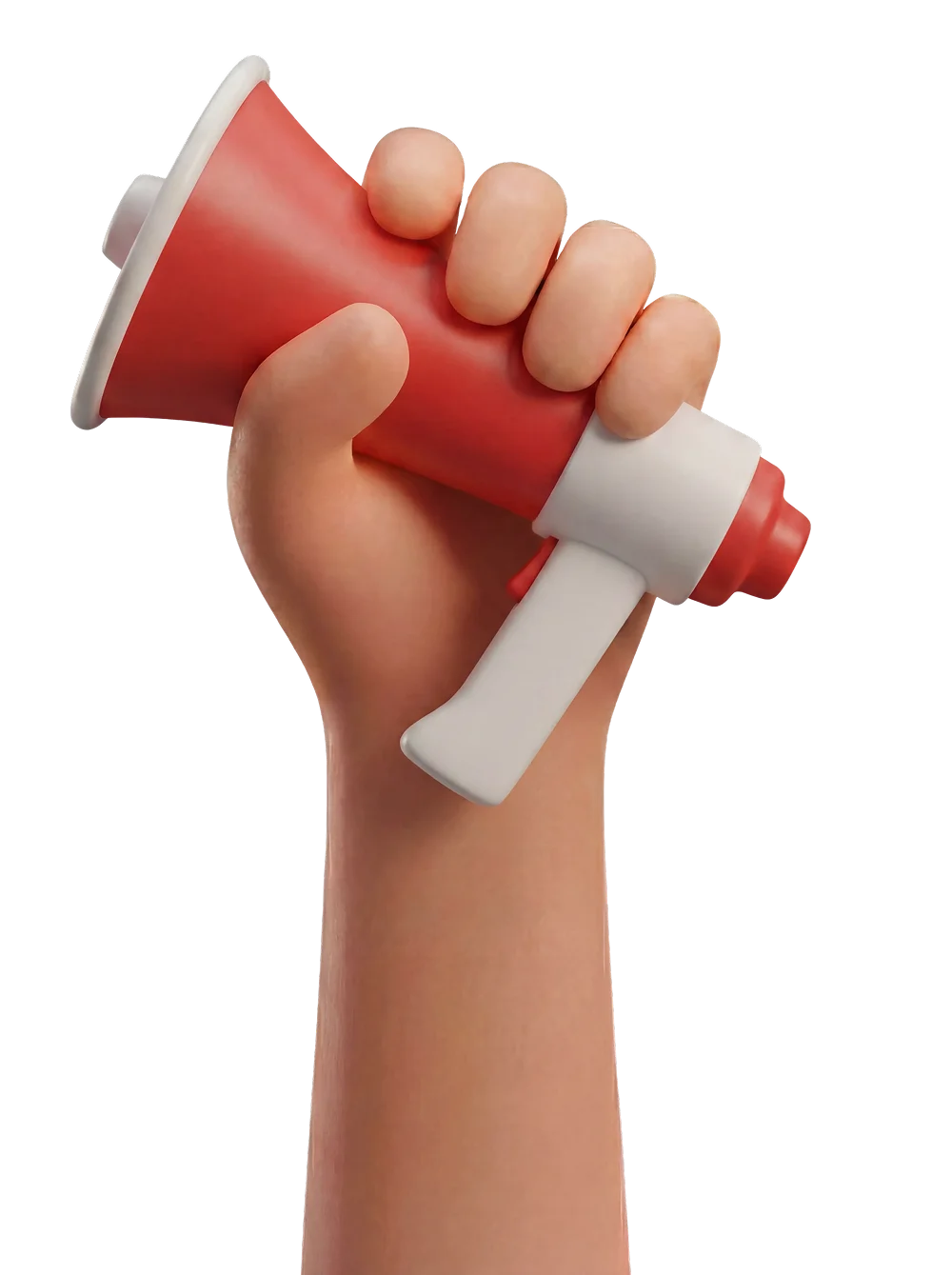 Hand holding a megaphone